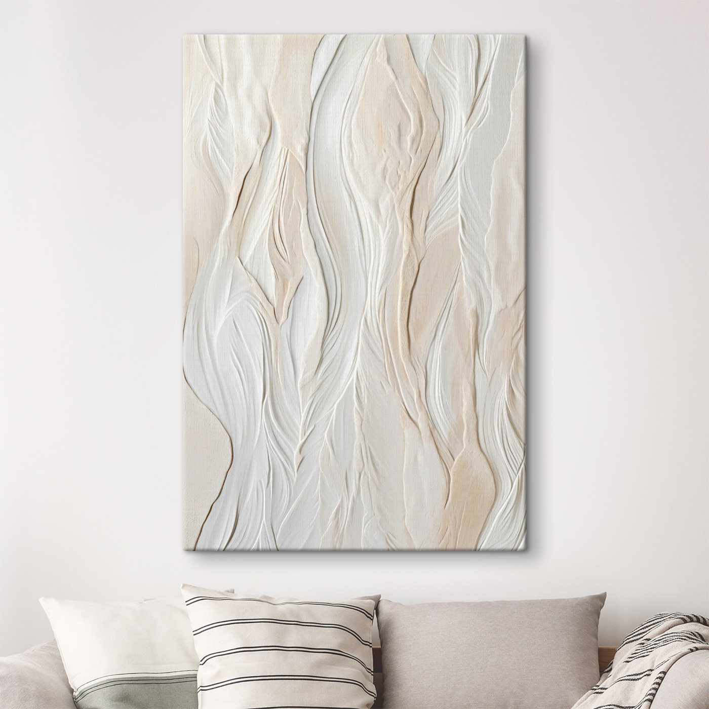White wall with wavy lines White wall with wavy lines