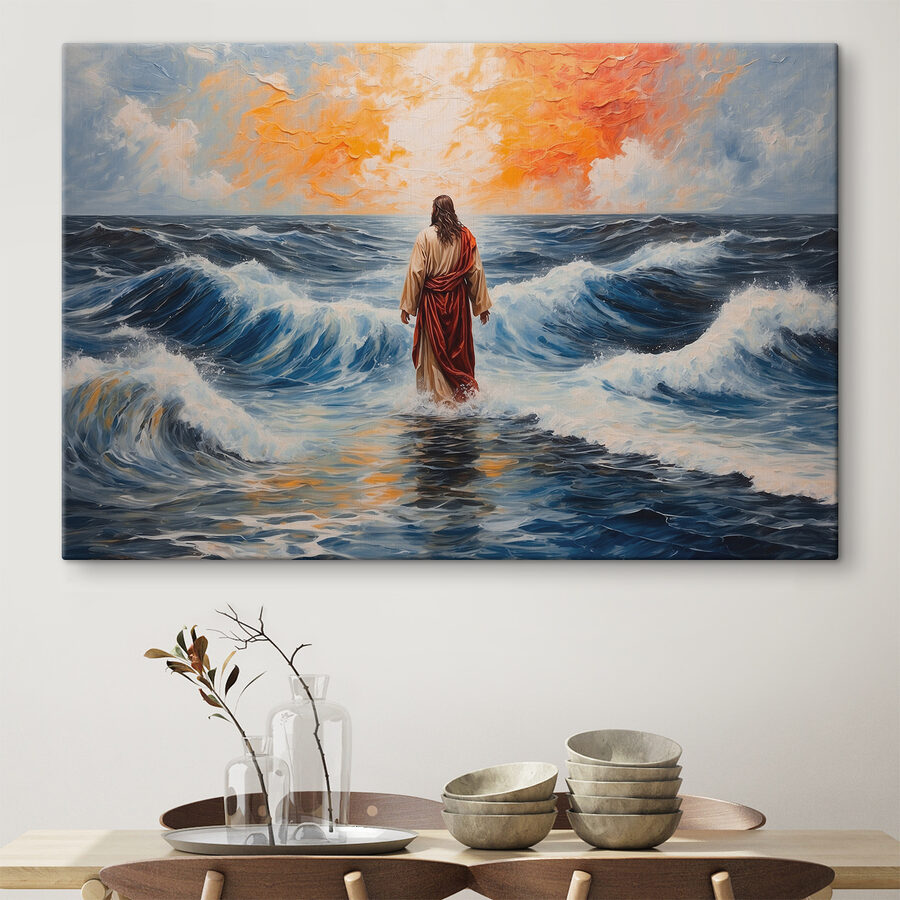 Gemälde eines im Wasser stehenden Mannes