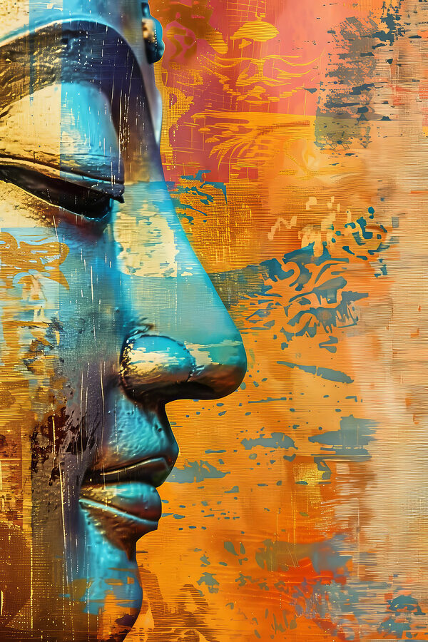 Vibrant face in colorful abstraction Vibrant face in colorful abstraction