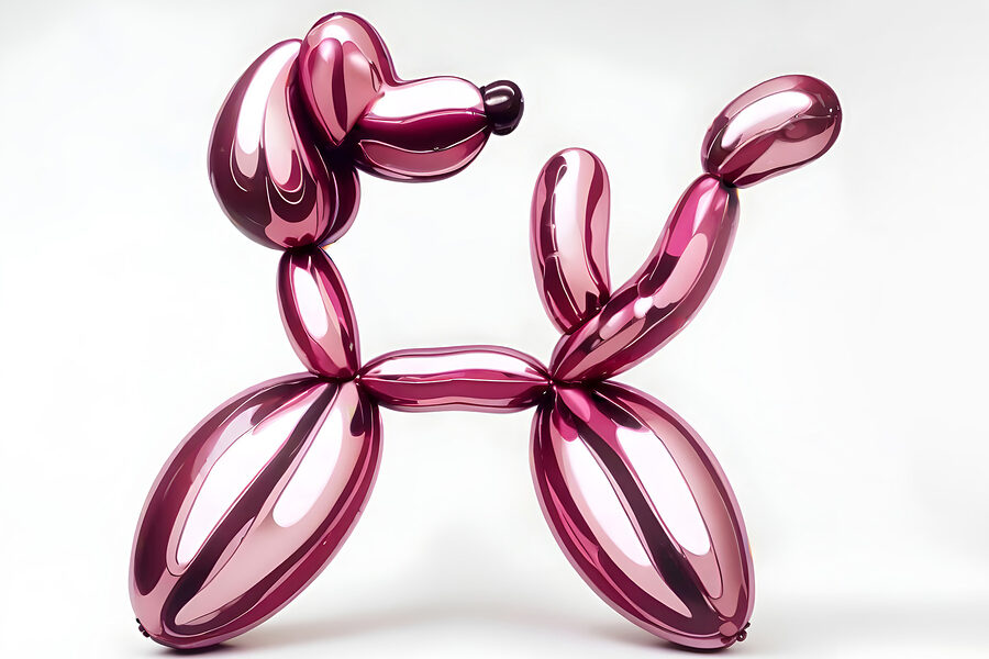 Ballonhund aus rosa Luftballons