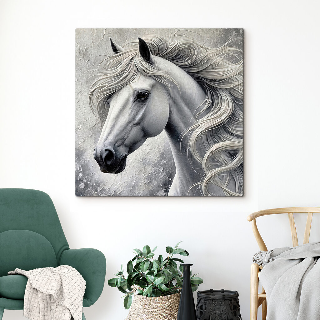 White horse with long hair White horse with long hair