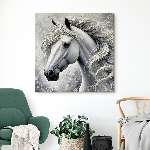 White horse with long hair White horse with long hair