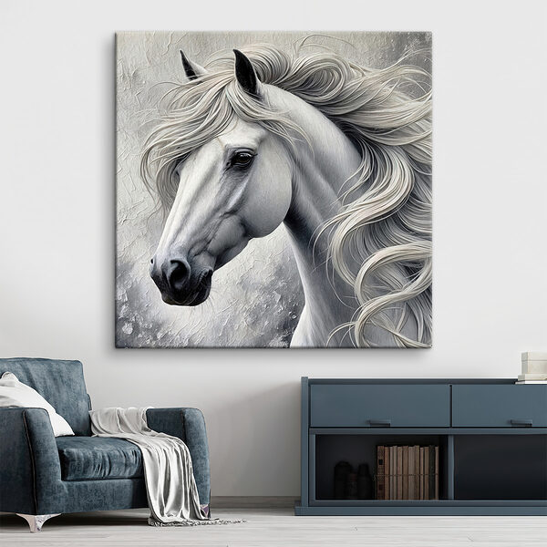 White horse with long hair White horse with long hair