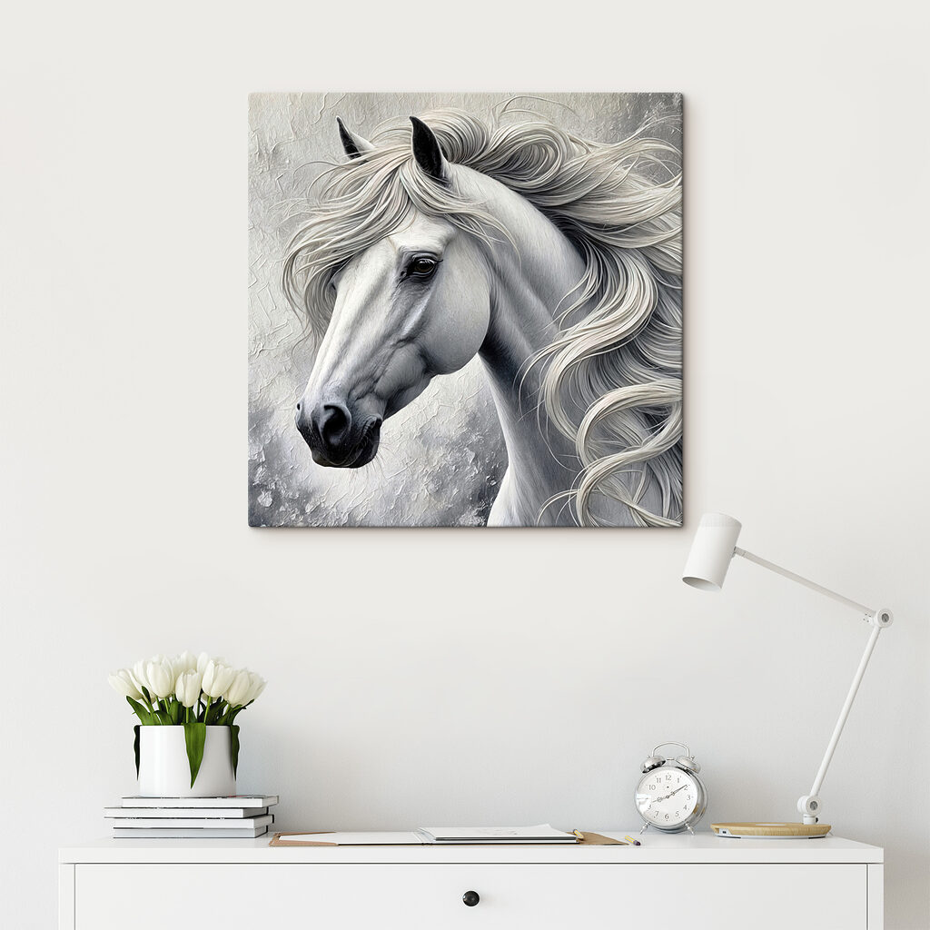 White horse with long hair White horse with long hair