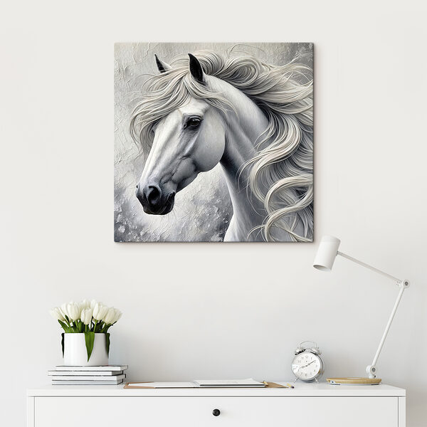 White horse with long hair White horse with long hair