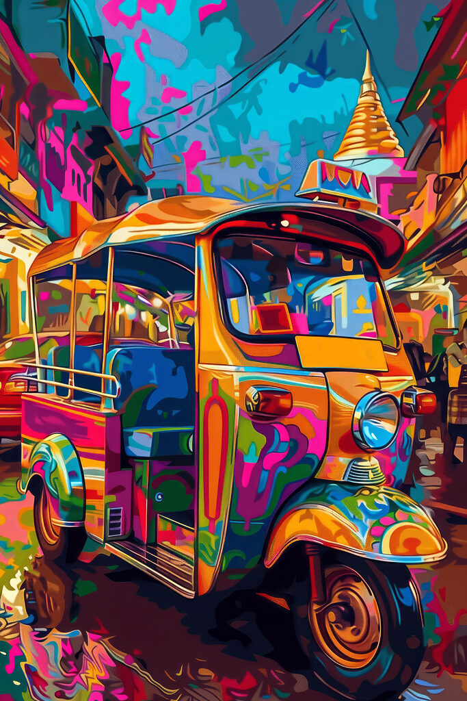 Colorful tuk in a street Colorful tuk in a street