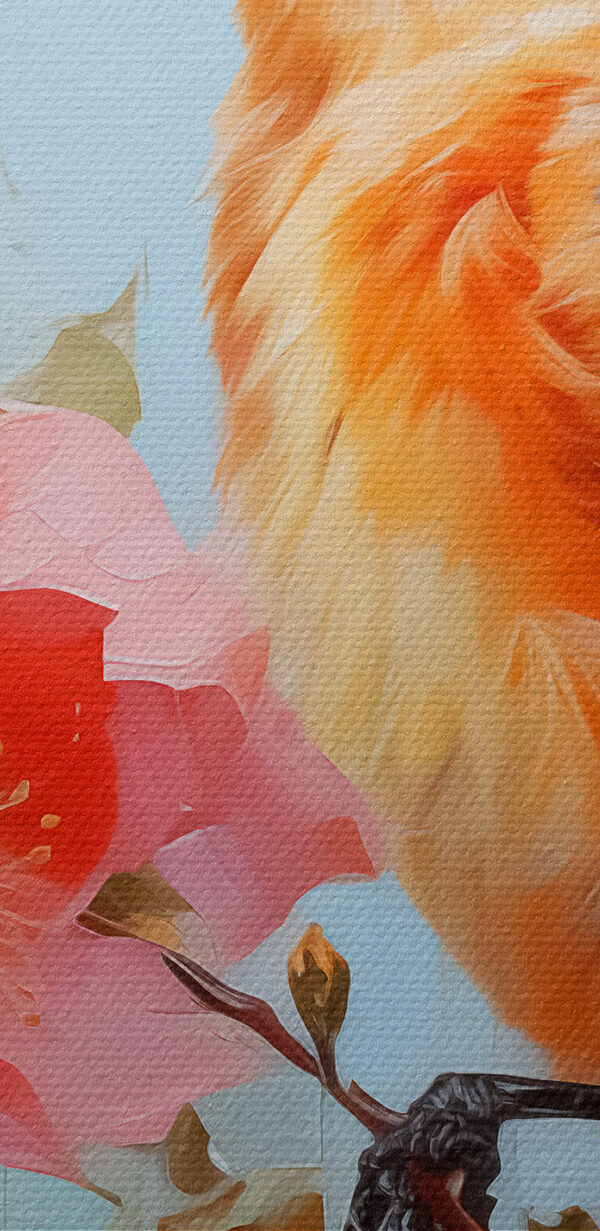 Vogel auf einem Zweig mit Blumen Vogel auf einem Zweig mit Blumen