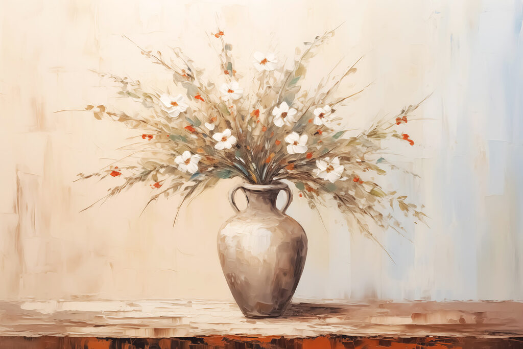 Painting of flowers in a vase