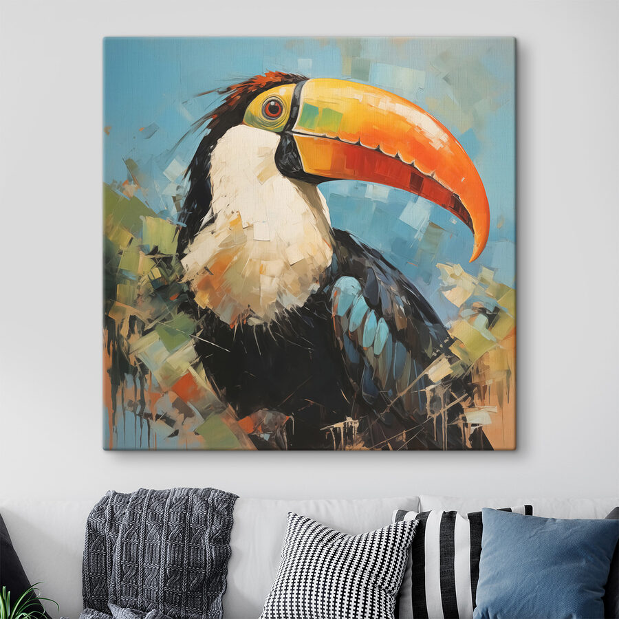 Gemälde eines Vogels mit großem Schnabel