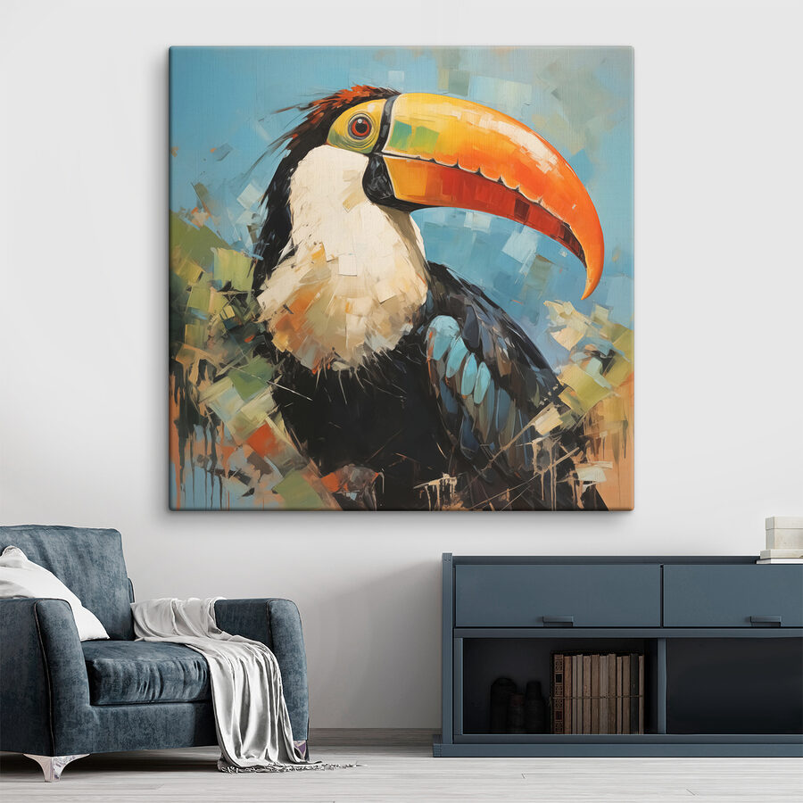 Gemälde eines Vogels mit großem Schnabel