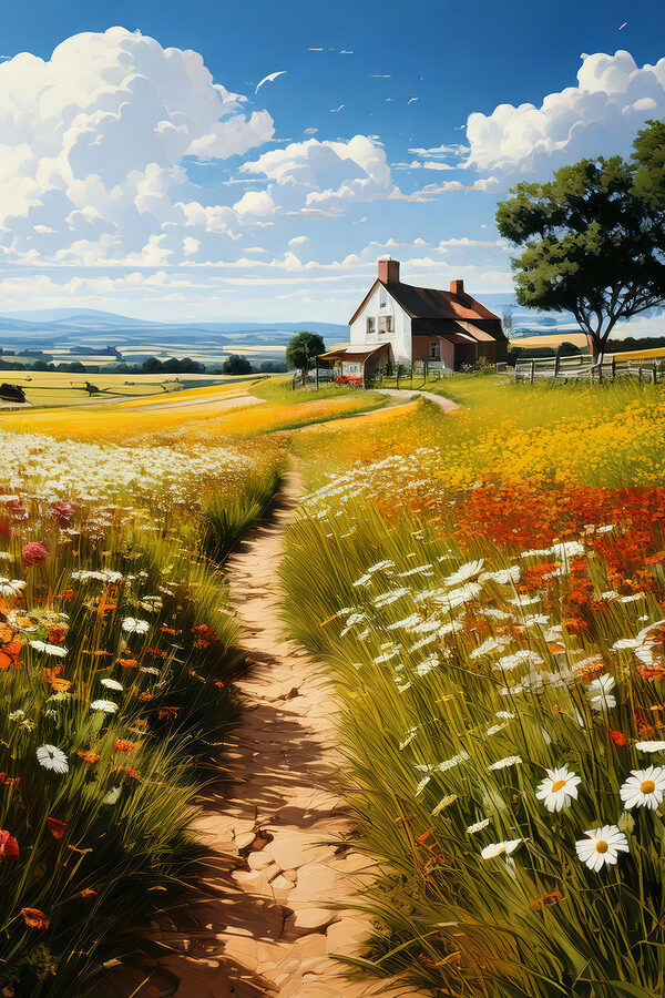 Weg durch ein Blumenfeld Weg durch ein Blumenfeld