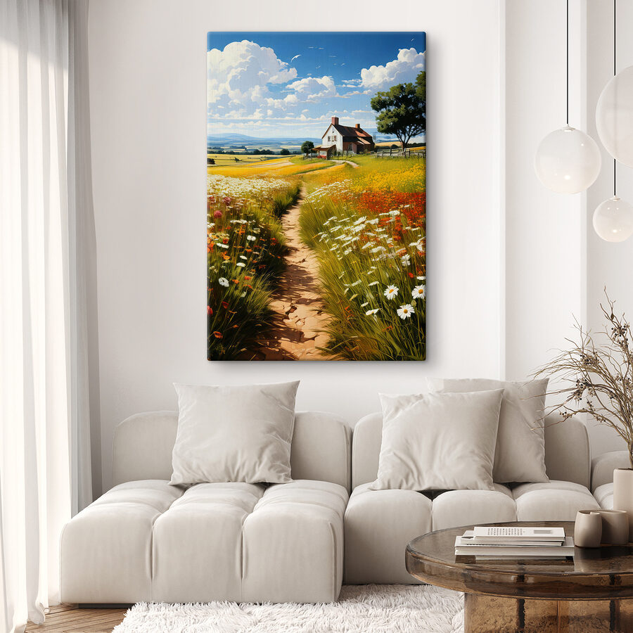 Weg durch ein Blumenfeld