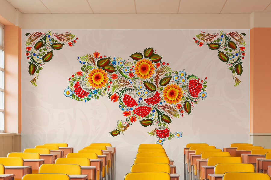 Karte der ukraine mit Blumen