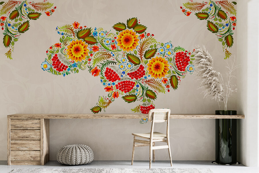 Karte der ukraine mit Blumen