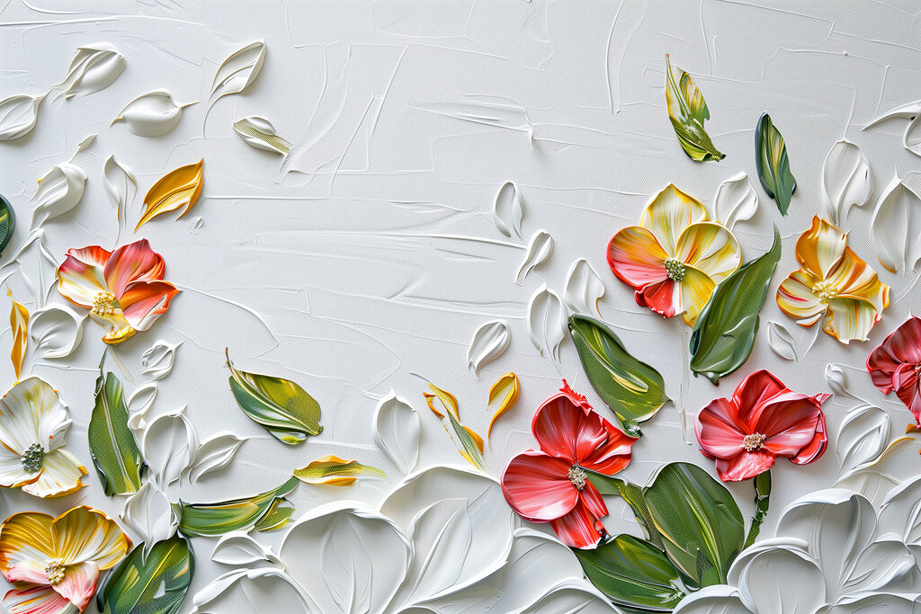 Painting of flowers and leaves