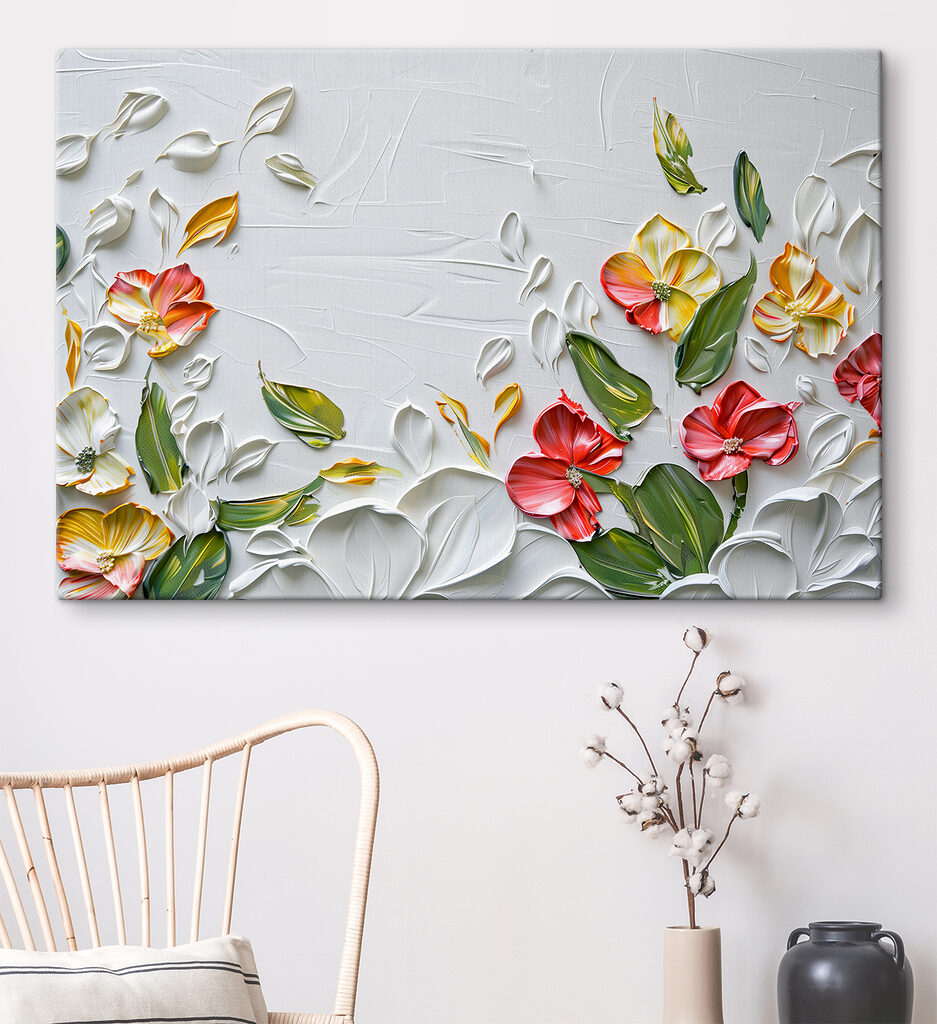 Painting of flowers and leaves