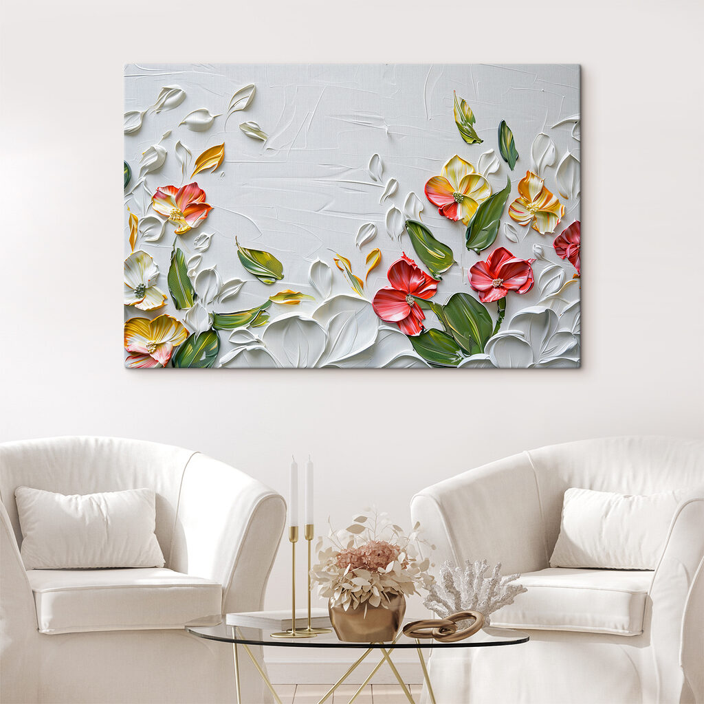 Painting of flowers and leaves