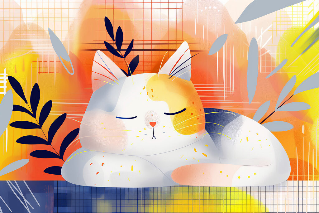 Cat sleeping with leaves on its head Cat sleeping with leaves on its head