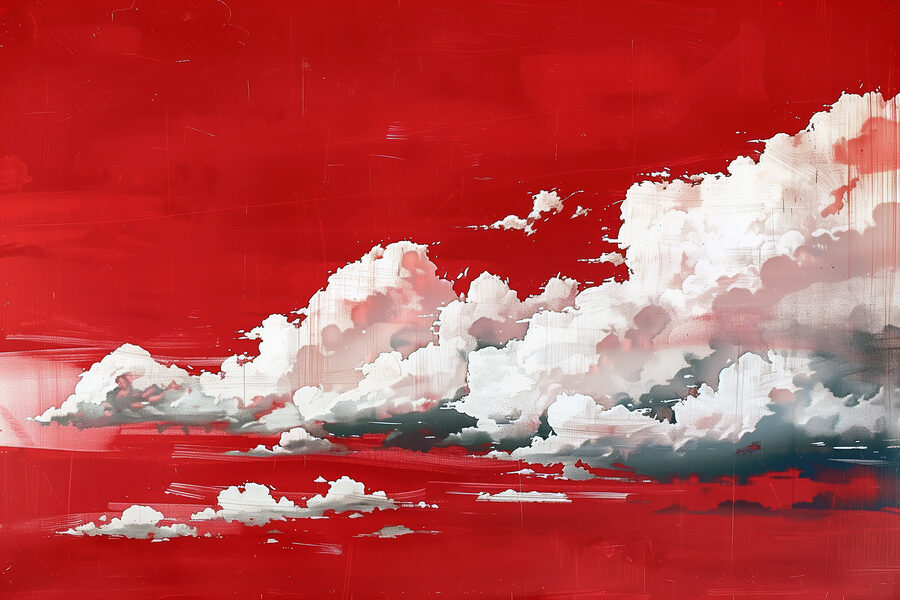 Roter Himmel mit Wolken