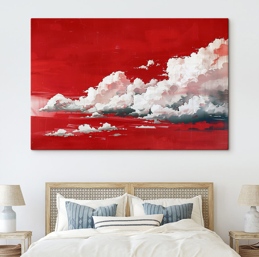 Roter Himmel mit Wolken