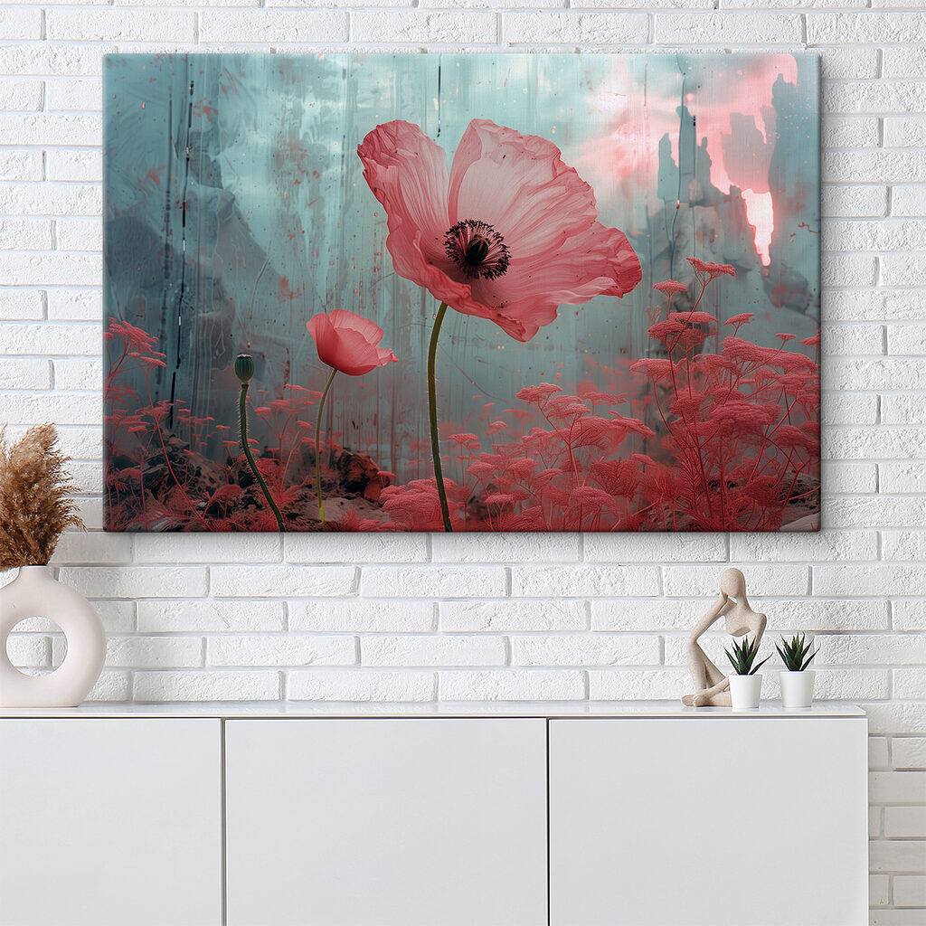 Pink flowers in a field