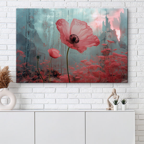 Pink flowers in a field