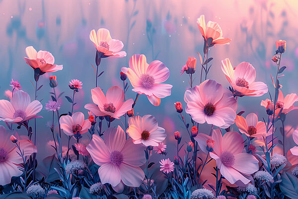 Gruppe von rosa Blumen Gruppe von rosa Blumen