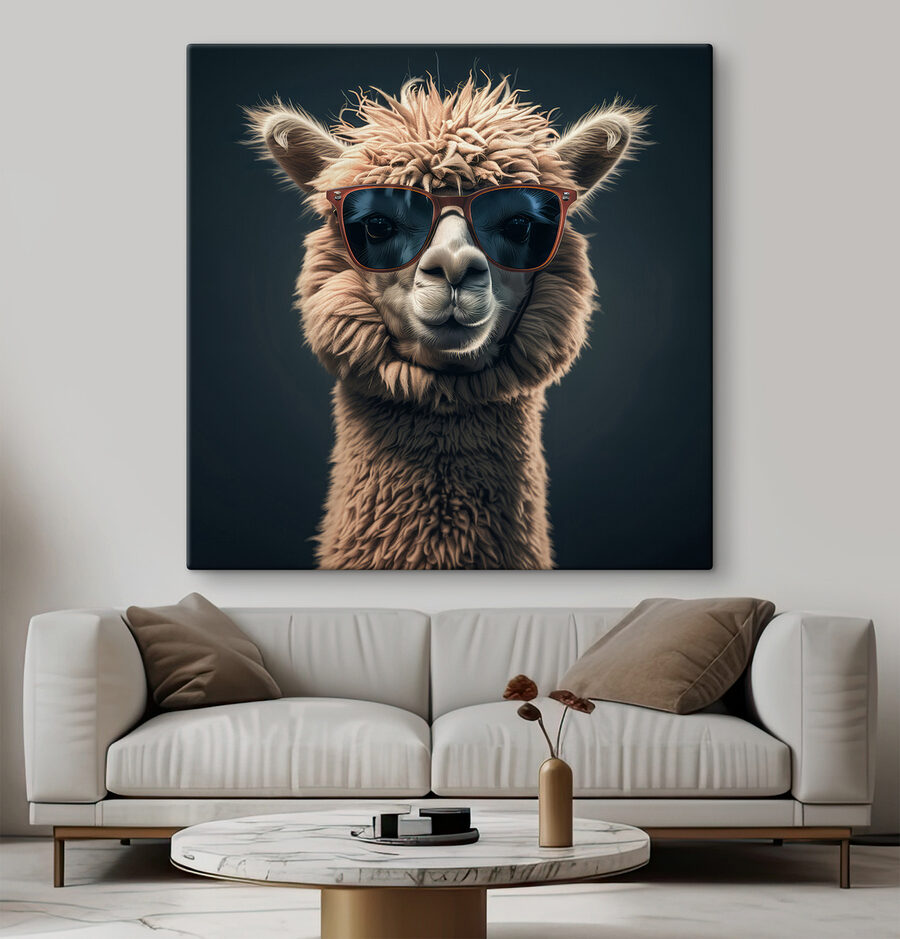 Lama mit Sonnenbrille