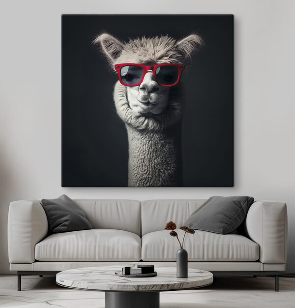 Lama mit roter Sonnenbrille Wandbilder Lama mit roter Sonnenbrille