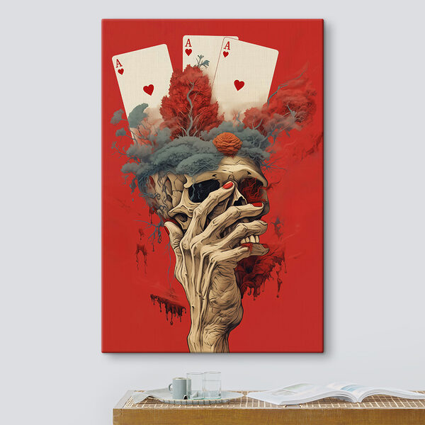 Schädel mit einer Hand, die sein Gesicht bedeckt Schädel mit einer Hand, die sein Gesicht bedeckt