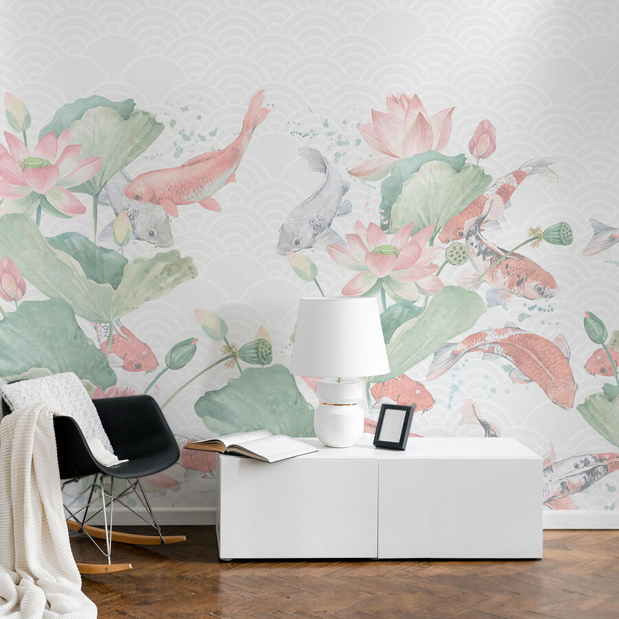 Aquarellierte Fische und Blumen Aquarellierte Fische und Blumen