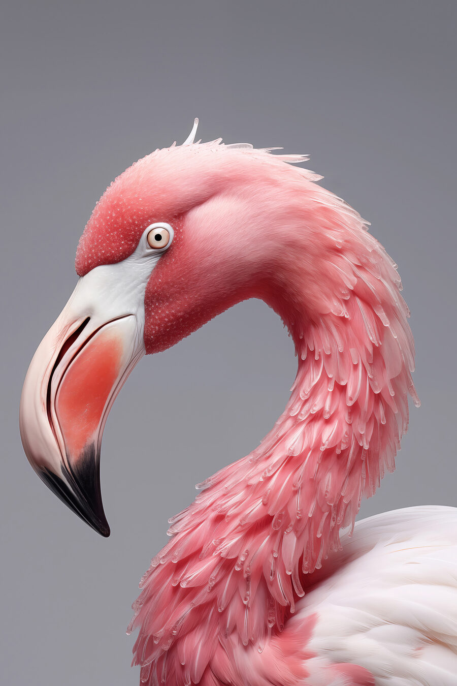 Nahaufnahme eines rosa Flamingos