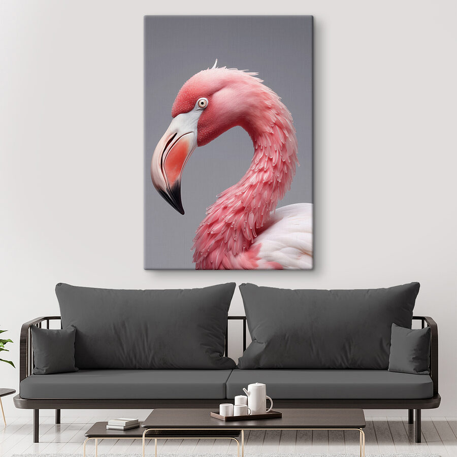Nahaufnahme eines rosa Flamingos
