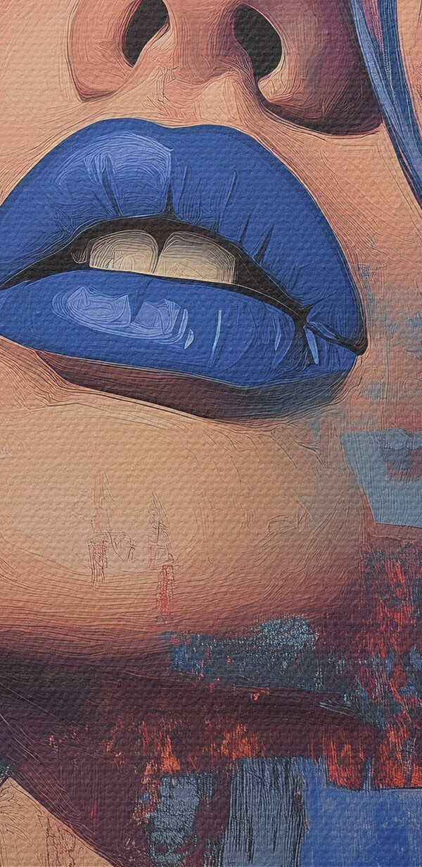 Frau mit blauem Haar und blauem Lippenstift Frau mit blauem Haar und blauem Lippenstift