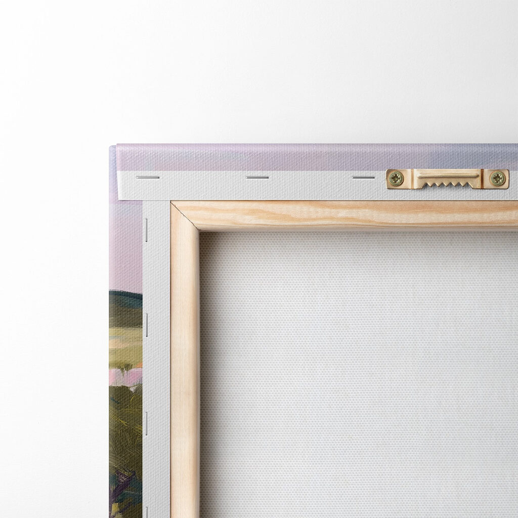 Painting of a landscape with trees and hills