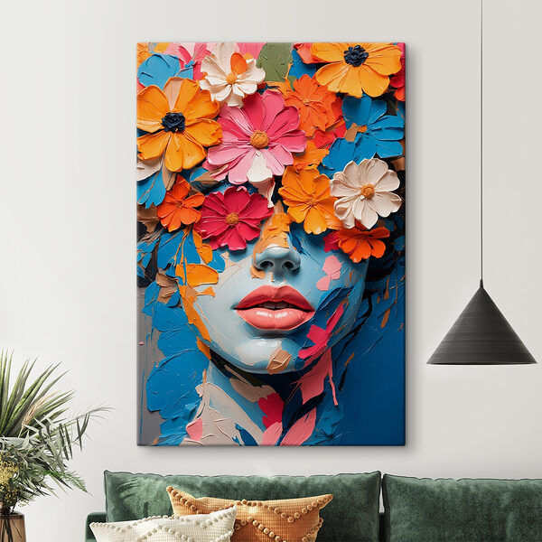 Gesicht mit Blumen bedeckt Gesicht mit Blumen bedeckt