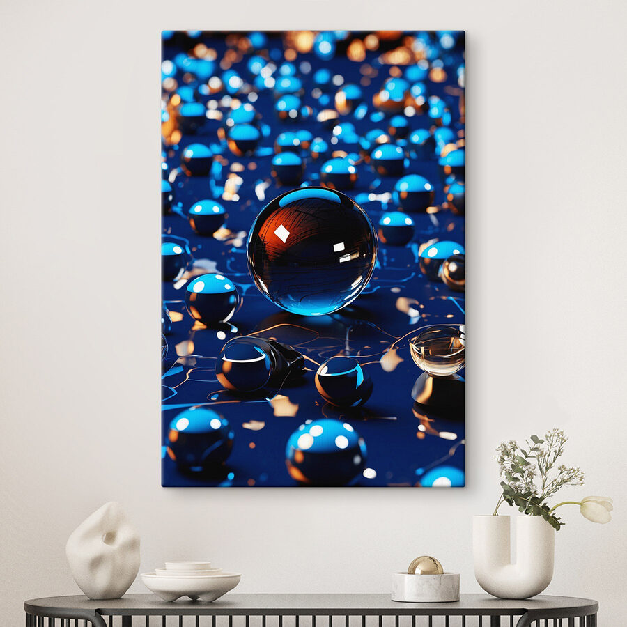 Glaskugel auf blauer Oberfläche