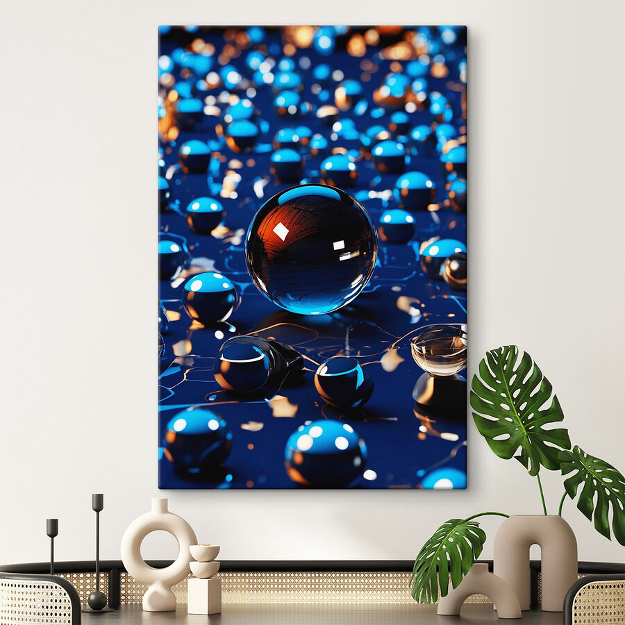 Glaskugel auf blauer Oberfläche
