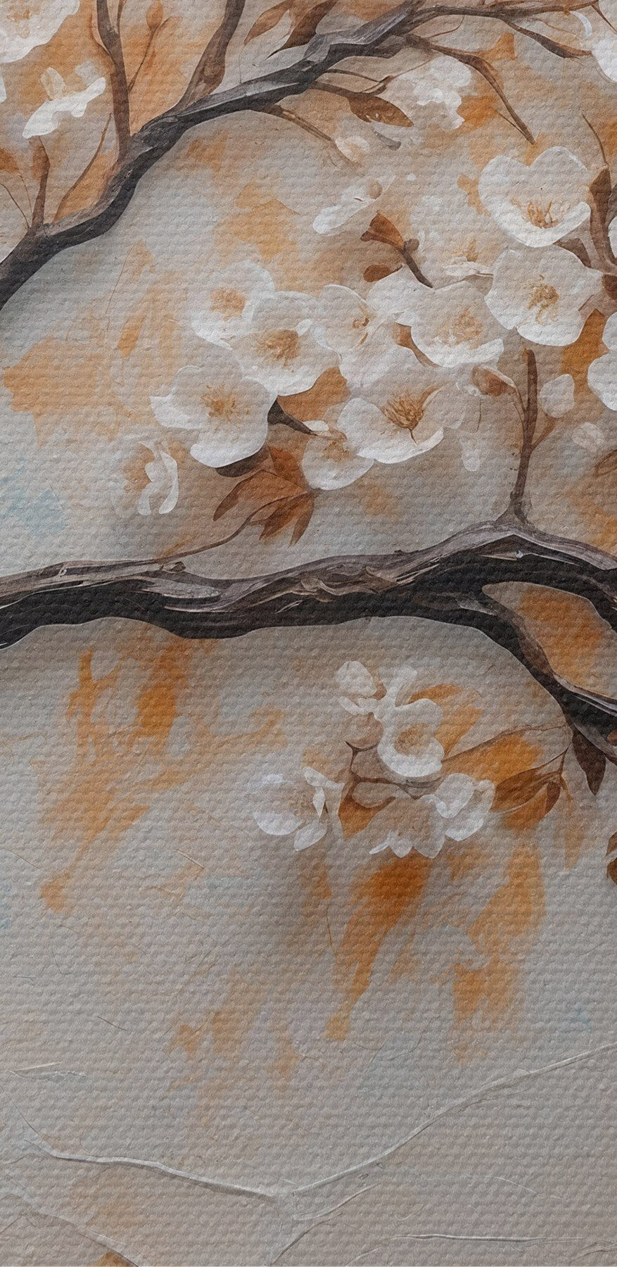 Gemälde eines Baumes mit weißen Blumen