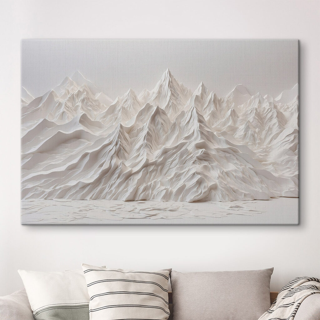 White mountain range with snow