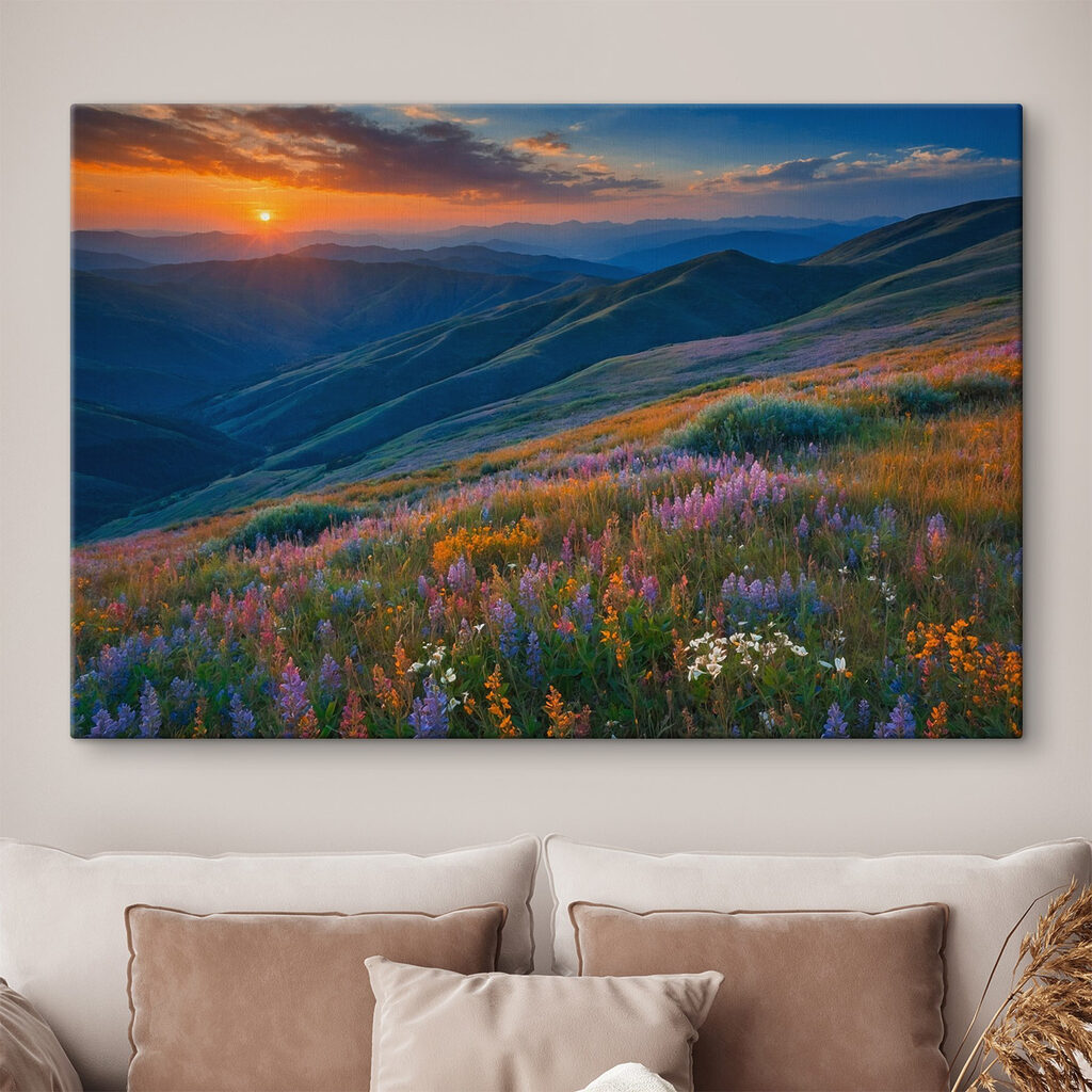 Field of flowers on a mountain