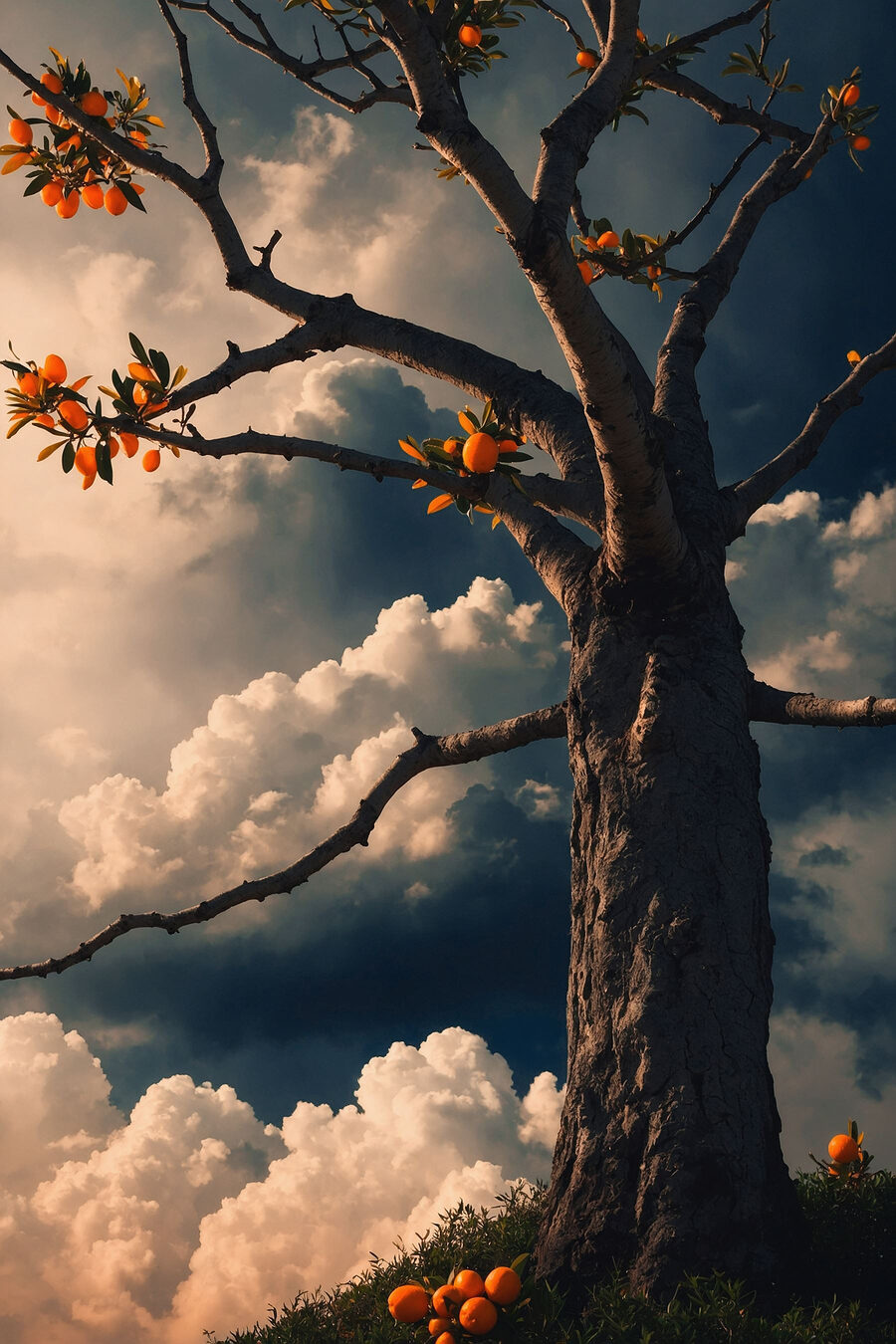 Baum mit orangefarbenen Früchten darauf