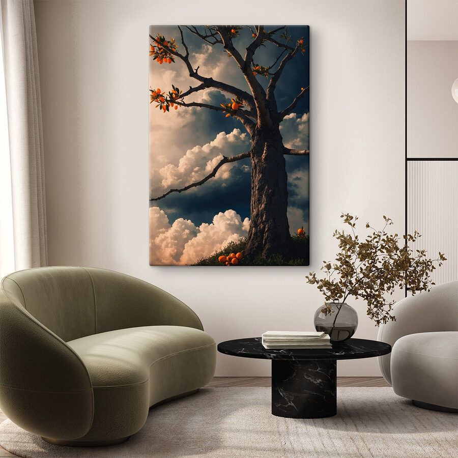 Baum mit orangefarbenen Früchten darauf