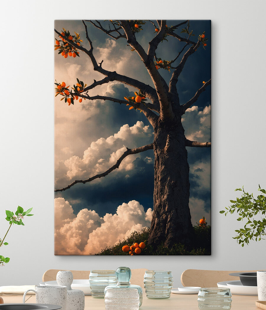Baum mit orangefarbenen Früchten darauf