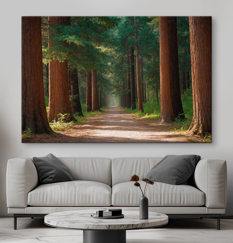Schotterstraße durch einen Wald