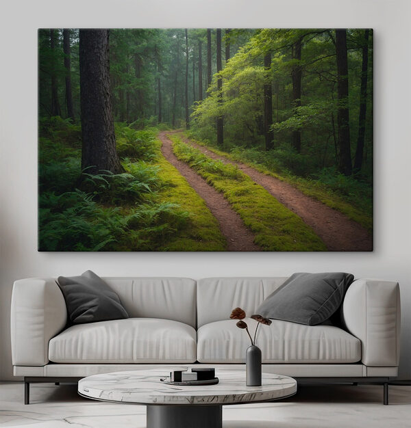 Schotterstraße durch einen Wald Schotterstraße durch einen Wald