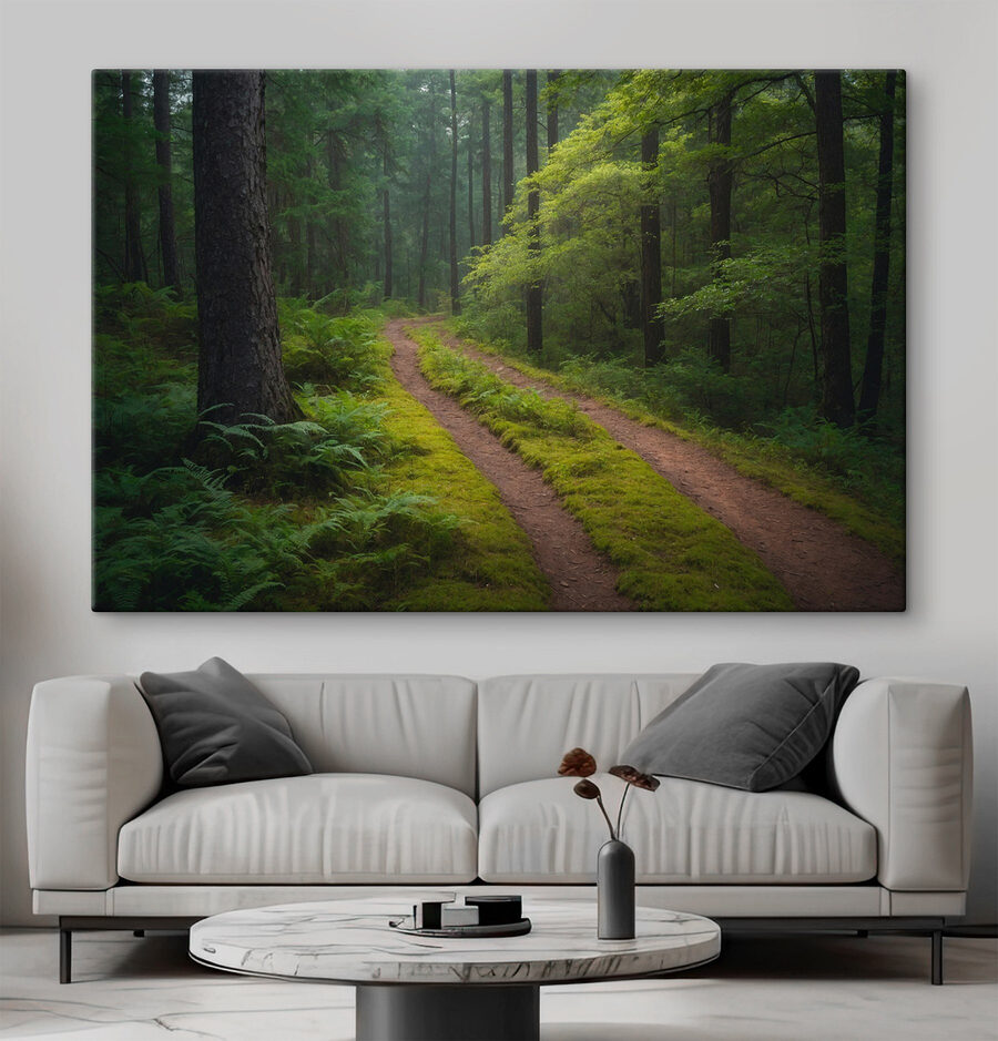 Schotterstraße durch einen Wald