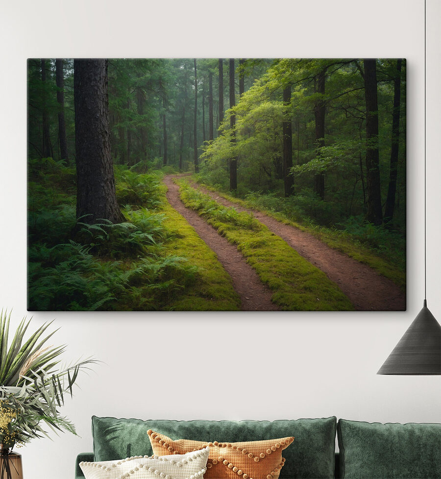 Schotterstraße durch einen Wald