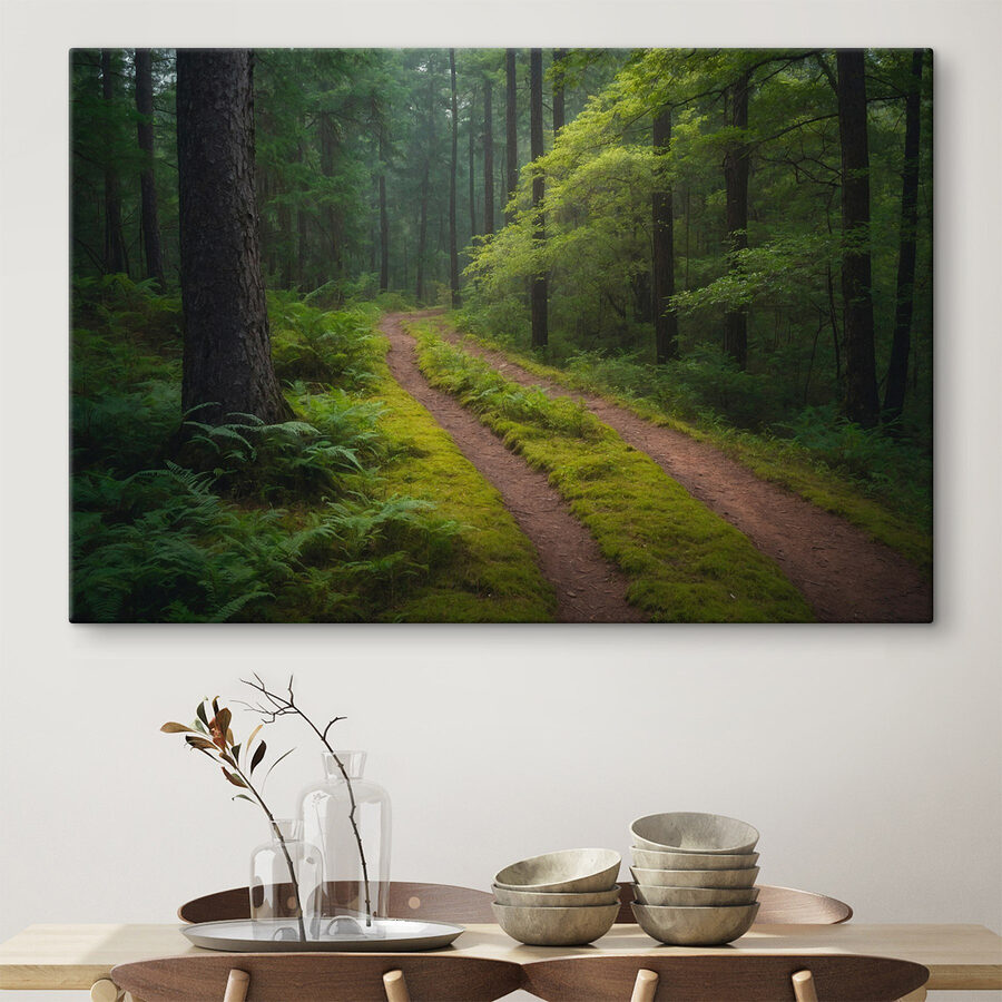 Schotterstraße durch einen Wald