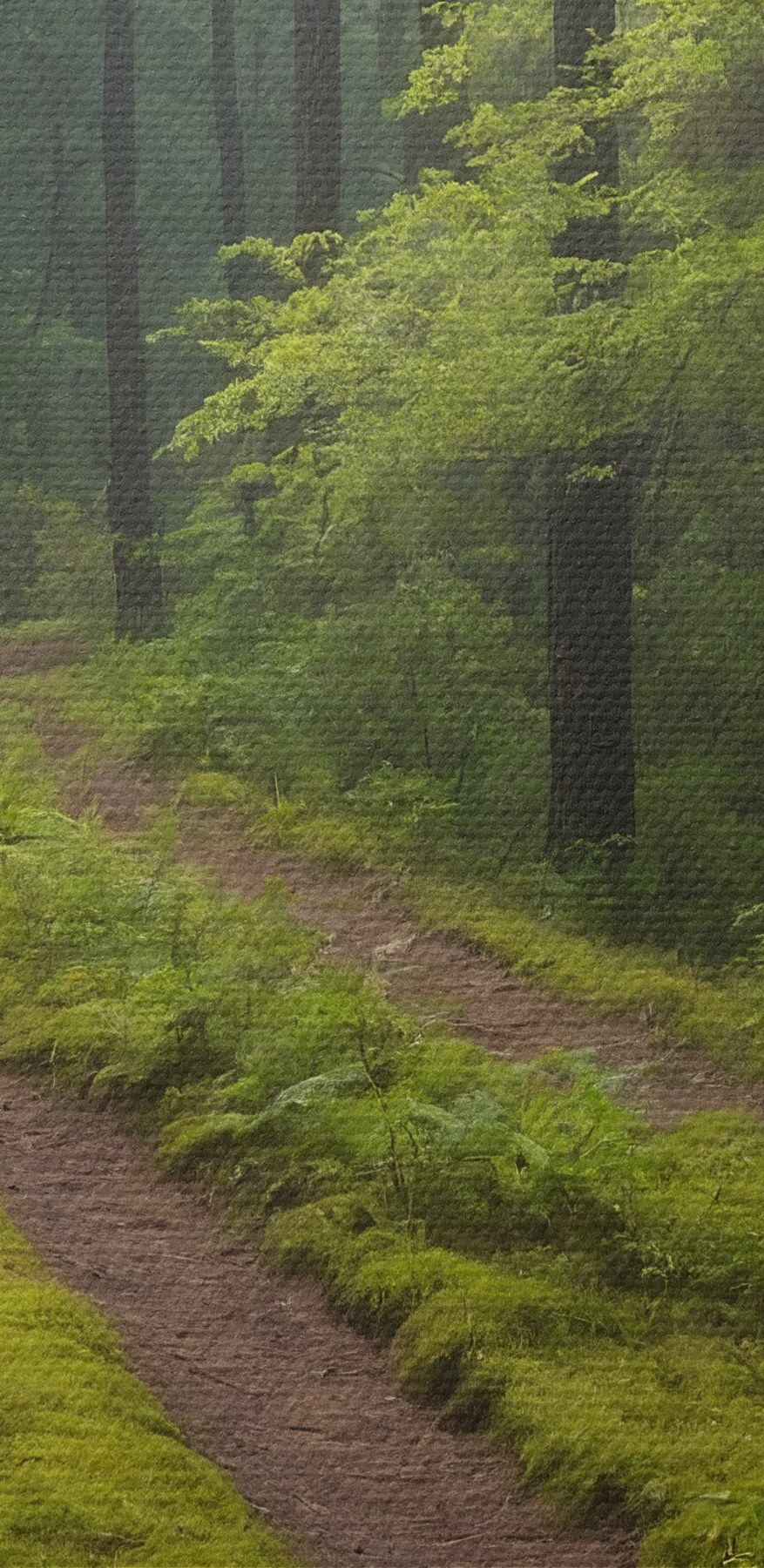 Schotterstraße durch einen Wald